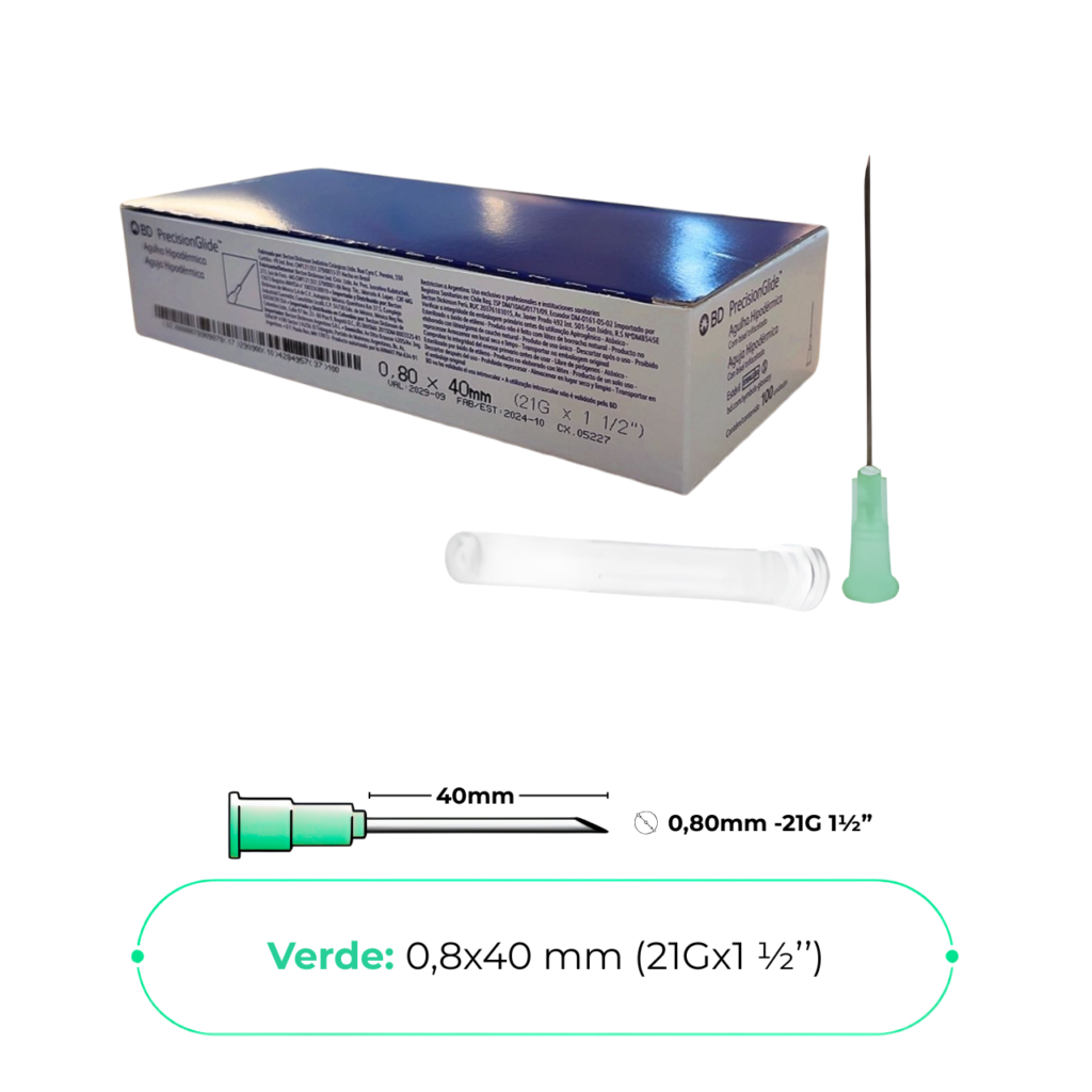 Agulha Hipodérmica 40x8 - 21G 11/2