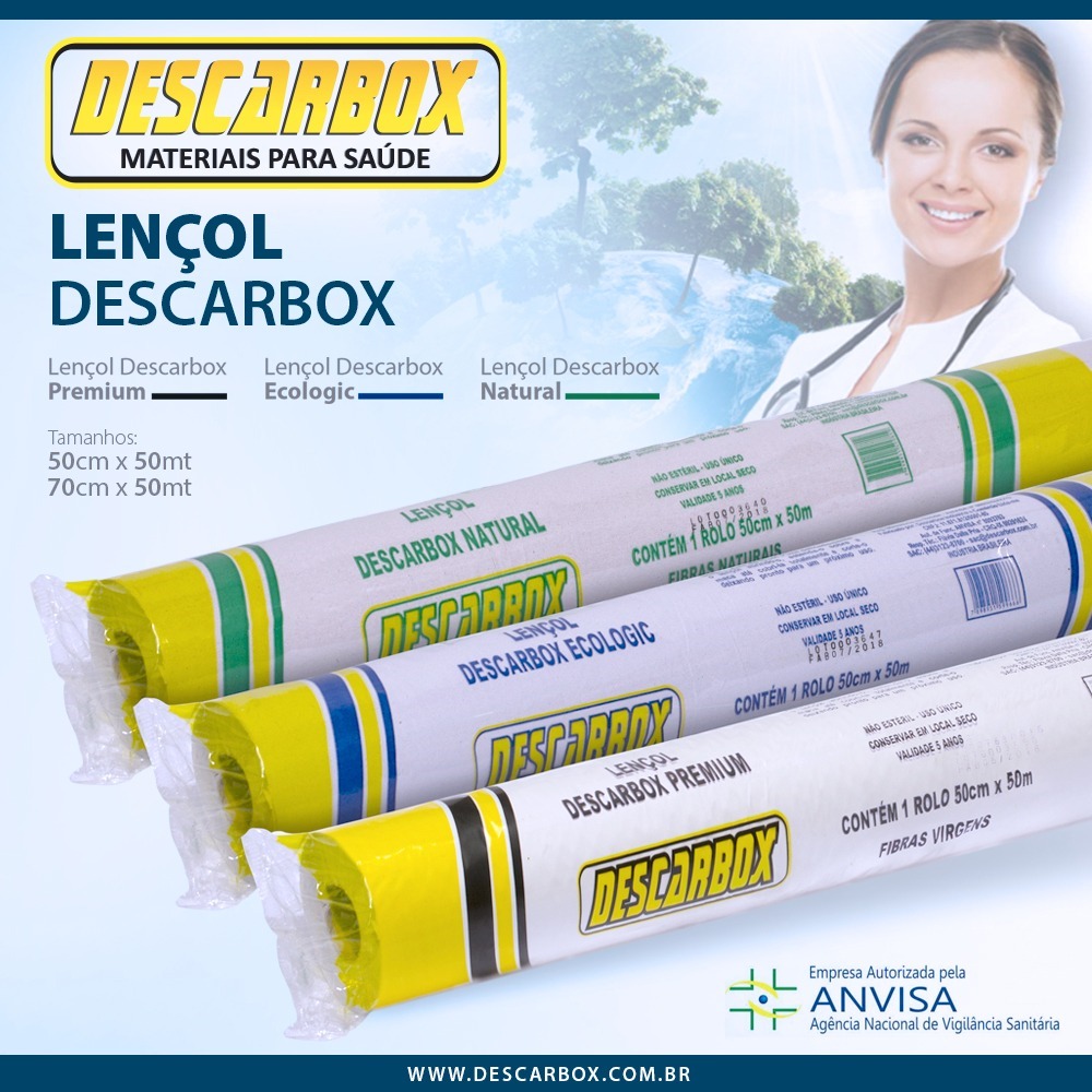 Lençol Descartável 50x50 Premium - Caixa com 10 rolos - DESCARBOX