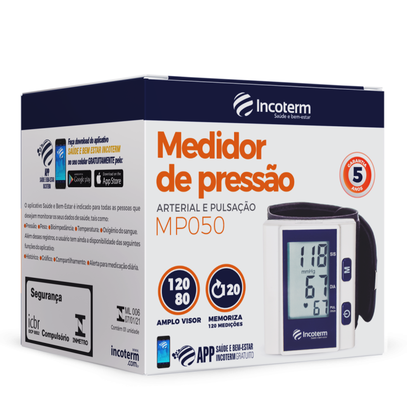 Aparelho de Pressão Digital de Pulso - Modelo MP050 - Marca Incoterm