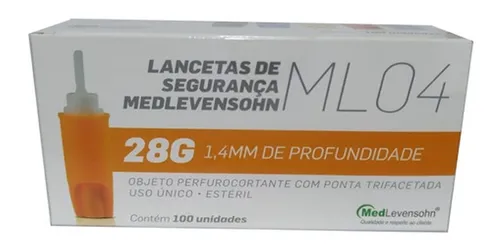 Lanceta Segurança - N° 28G - caixa com 100 unidades - MEDLEVENSOHN