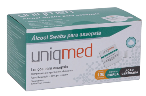 Álcool Swab 30X60MM- Caixa com 100 unidades - Uniqmed