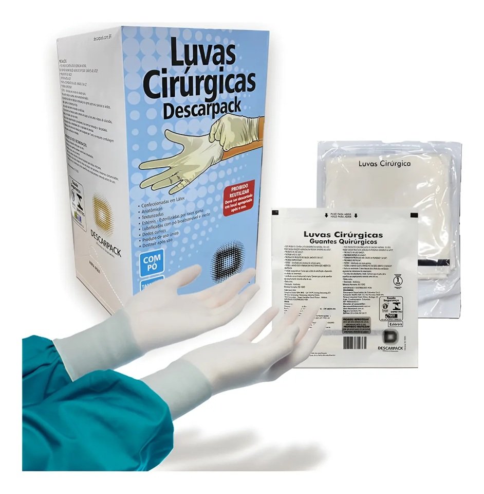 Luva Cirurgica Estéril Nº 6.5 - Cx c/50 pct - Descarpack