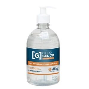 Álcool Gel 70% com válvula - Garrafa com 450gr  - CICLOFARMA