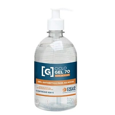 Álcool Gel 70% com válvula - Garrafa com 450gr  - CICLOFARMA