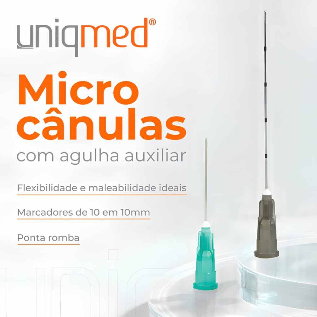 Microcânulas 22G (0,70x50mm) com Agulha Auxiliar (21GX1) - marca Uniqmed