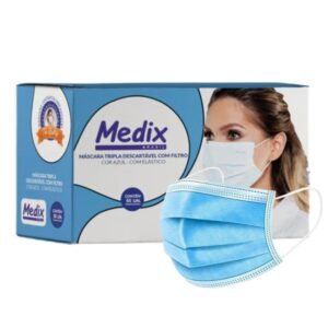 Máscara Descartável com Elástico Azul - Caixa com 50 unidades - MEDIX