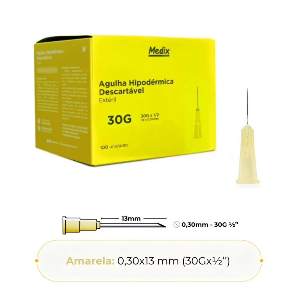 Agulha Hipodérmica 30x13 - 30G 1/2