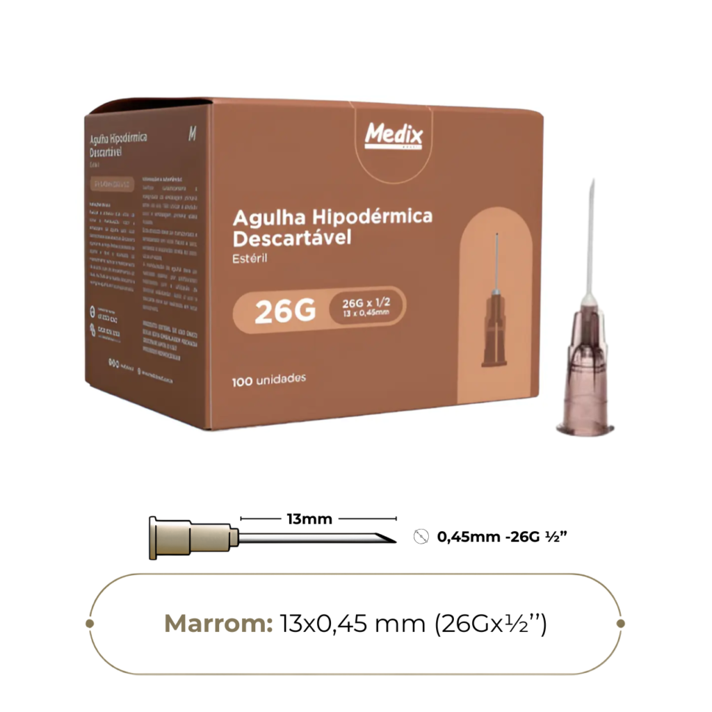 Agulha Hipodérmica 13x4,5 - 26G 1/2