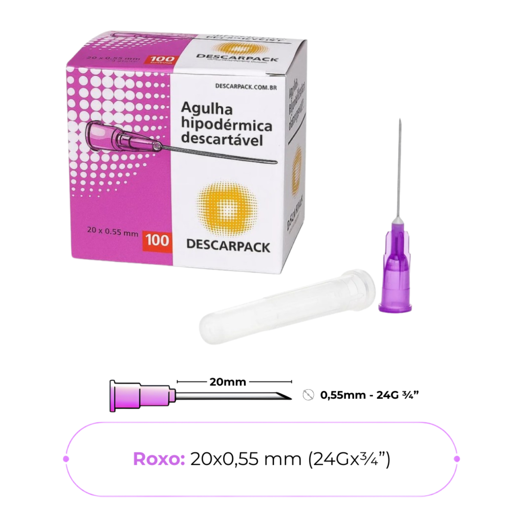 Agulha Hipodérmica 20x5,5 - 24G 3/4