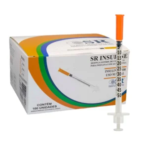 Seringa Descartável 0,5ml (50UI) com Agulha Fixa tamanho 8x0,30mm (30G) - Marca SR